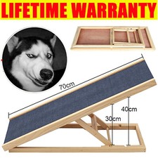 Wooden Dog Ramp Pet Puppy Adjustable Height Non Slip Carpet Stair #GreatPrice
