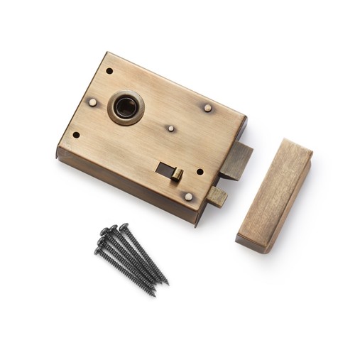 Aged brass rim latch - brass, snib