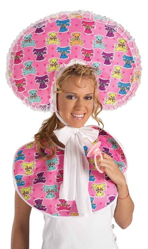 Deluxe pink baby bib bonnet - deluxe,