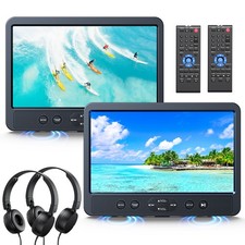 2X10.1" Twin Screen Car TV Headrest DVD Player Monitor HDMI USB Memory+Headsets