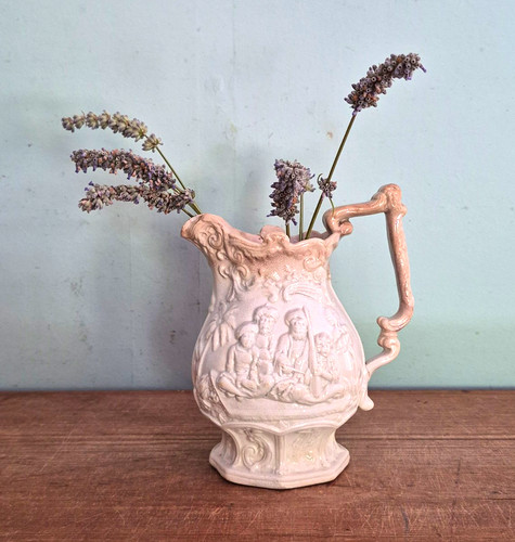 Vintage white ceramic pitcher - ceramic,
