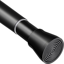 Adjustable Shower Curtain Rod, 110-200cm, Black, Telescopic, No Drilling