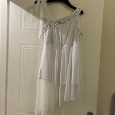 Lyrical/freestyle Dance Costume, White With One Side Removable Strap
