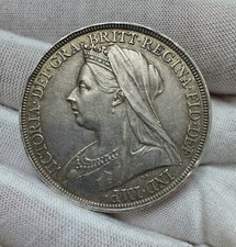 1897 Britain Queen Victoria Veiled Head Silver Crown High Grade Very Nice Coin