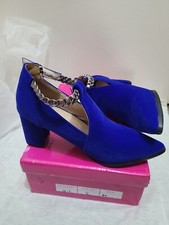 Royal Blue Velour Block Heel