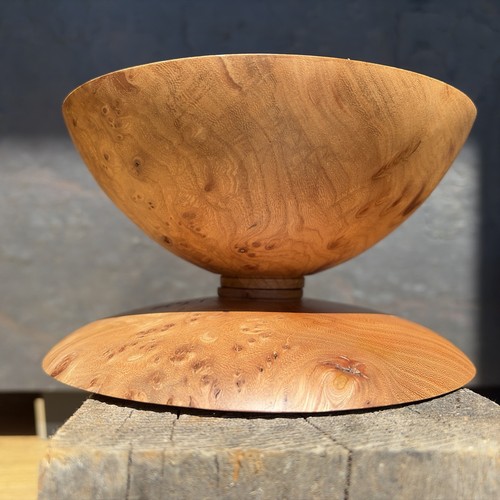 Pair hand turned burl - turned,