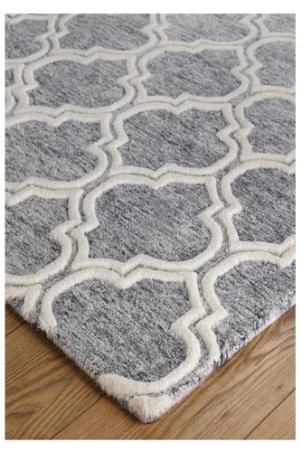 Medina grey cream rugs wool - grey,