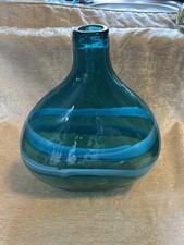 Italian Murano Glass Art onion Flower  Vase Large 34cm Tall Heavy Turquoise 