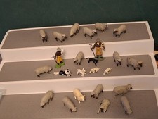 Britains Vintage Farm Animals Sheep Ram Lamb Shepherd Dog 1:32 Figures Bundle GC