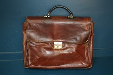 Vtg The Bridge brown all leather brief case messenger bag documents revival