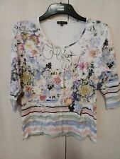 LADIES LEO GUY WHITE PATTERNED SUMMER CARDIGAN SIZE 4 Good Condition No Marks