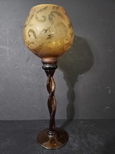 VTG Amber Candle Holder With