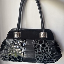 Ripani Italy Leather Bag Black embossed crocodile  Shoulder Strap Medium Sz