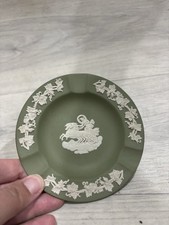 Vintage Wedgewood Sage Green Jasperware Trinket Pin Plate Tray Dish very good co