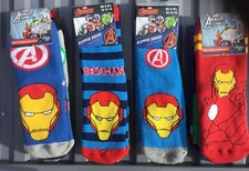 3 Pairs Boys Slipper Socks with Avengers Ironman, Hulk and Captain America 