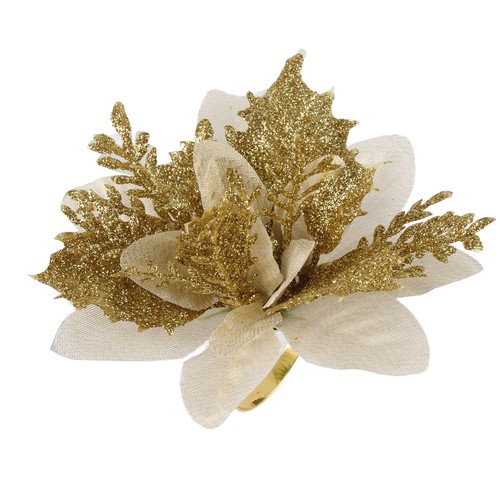 Gold fabric flower napkin - gold,