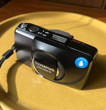 Olympus Mju Zoom 140 35mm Film Camera Black 38-140mm AW Tested near mint + case