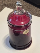 Vintage Anchor Hocking Glass Apothecary Jar with Lid Royal Ruby Red 12cm
