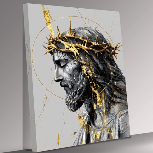 Jesus crown thorns canvas - jesus,