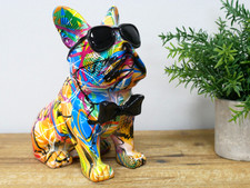 Graffiti Art French Bulldog Dog With Bow Tie Figurine Ornament