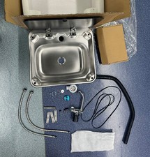 304 Stainless Steel Hand Wash Sink W/ Glass Lid & Faucet for Campervan Caravan