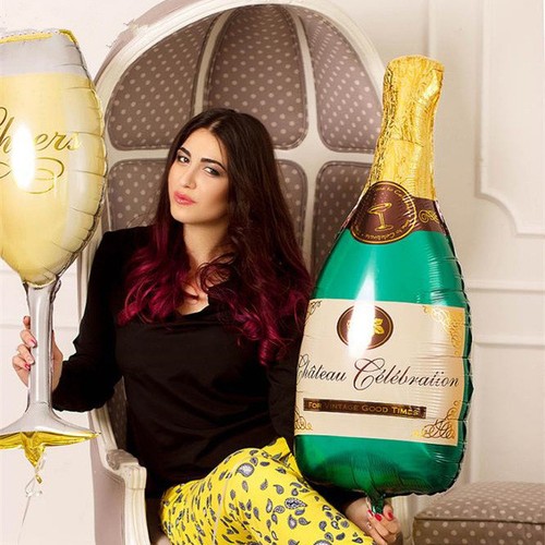 Champagne bottle balloons set - champagne,
