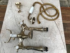 Bramham Antique Brass/Bath Mounted Mixer Taps with Matching Handheld Shower 