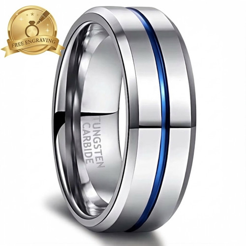 8mm tungsten carbide ring blue - 8mm,