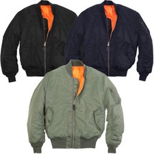 Mens MA1 Bomber Jacket Reversible Pilot Army Biker Military Padded Zipper Coat