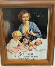 Johnsons Baby & Toilet Powder Ad Print - 38cm High - Framed Print
