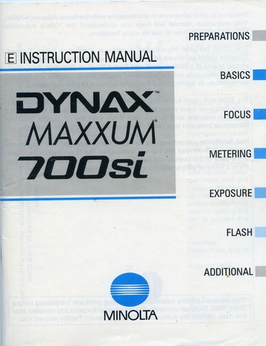 Minolta dynax maxxum 700si - minolta,