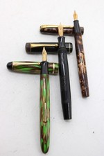 F x3 Vintage 14k Gold Nib Fountain Pens Inc Burnham No. 55, Mentmore etc NT