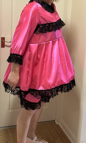 Pink smock satin sissy maids - pink,