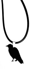 Crow Bird Necklace Pendant in Black 