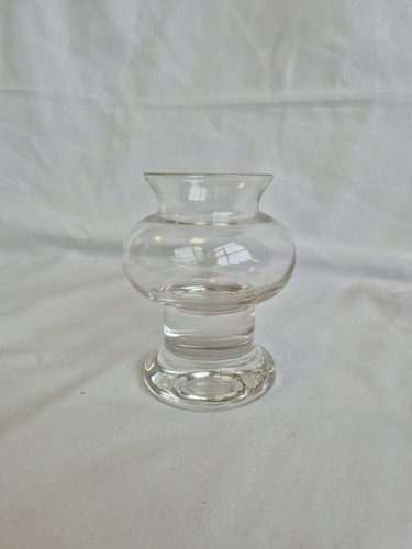 Clear art glass pedestal vase - glass,
