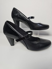 M&S Court Shoes Size 5.5 Wide Fit Insolia Black Leather Footglove Heels