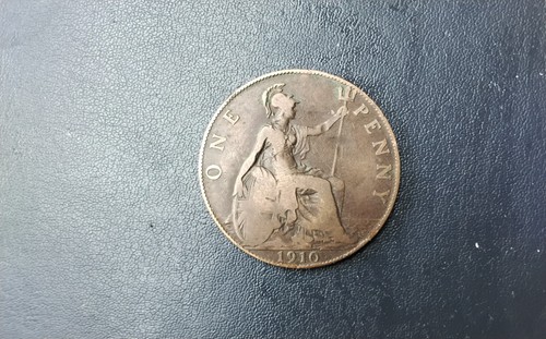 British 1910 one penny coin - a,