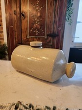 Vintage Stoneware Hot Water Bottle Bed Warmer with Screw Cap – Rustic Farmhouse