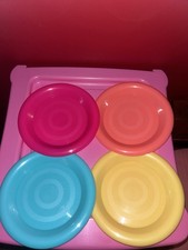 set of 4 colourful plastic picnic / party plates