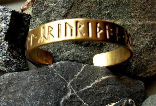 Handmade brass rune bracelet - handmade,