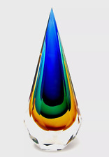 Huge Murano Sommerso Technique 29cm Art Glass Faceted Prism Sculpture