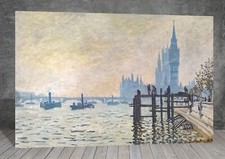 Claude Monet The Thames below Westminster CANVAS PAINTING ART PRINT WALL 1672