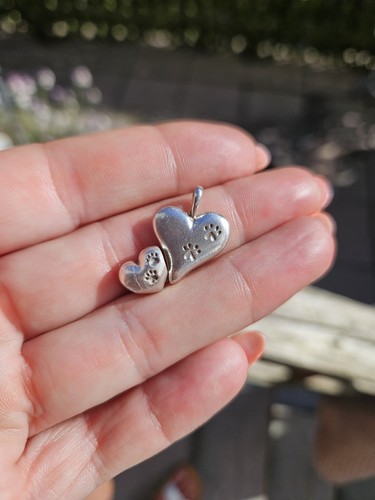 Silver dog paw pendant - silver,