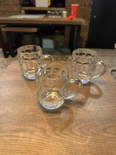 Dimple Stein vintage pub Half pint glasses man cave bar x3
