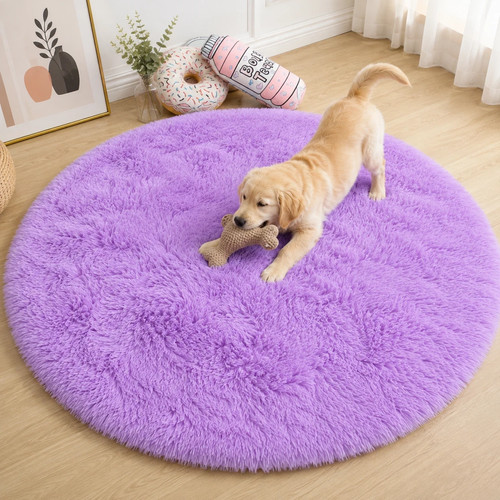 Round fluffy rugs large - round, shaggy