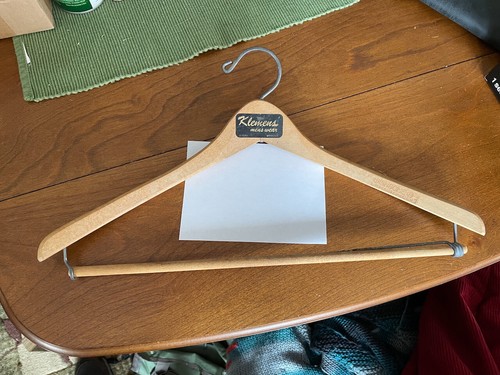 Vintage wooden coat hanger - coat,