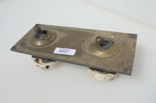 Vintage Brass Light Switch Double Plate Ceramic Old Antique Victorian - Art Deco