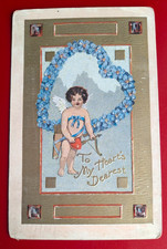Vintage Colour Postcard - Cherub & Heart "To My Heart's Dearest" - 1910 #23