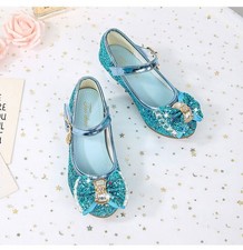 Girls Kids Sparkly Sandals Children Low Heel Party Wedding Mary Jane Shoes Size