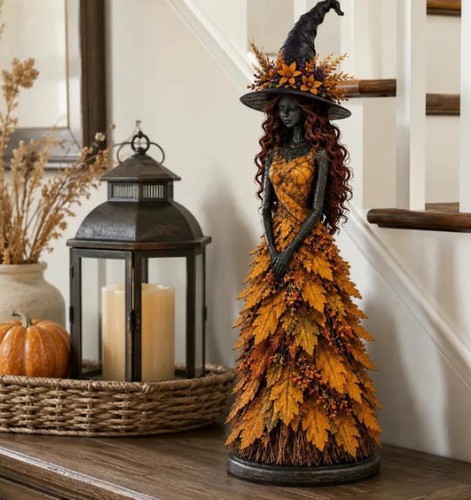 Halloween witch autumn statue - halloween,
